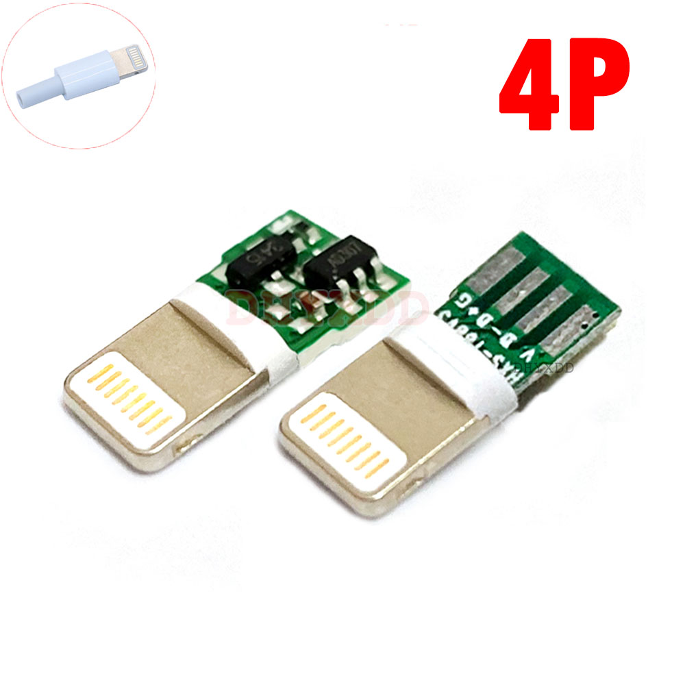 4Pcs Lightning Dock Usb Plug Met Chip Board Mannelijke Connector Lassen Data Otg Line Interface Diy Data Kabel Voor iphone