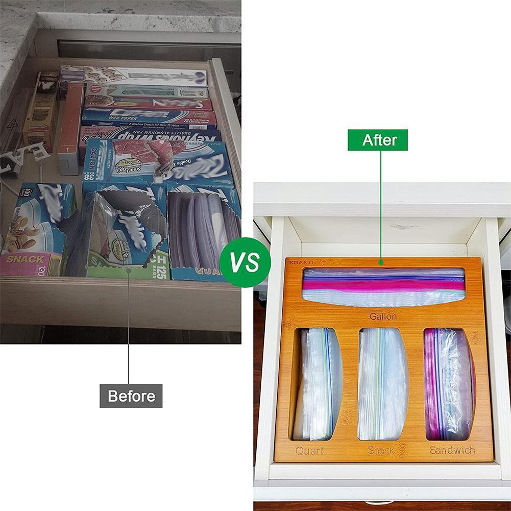 Bamboo Food Storage Box For Kitchen Drawer Storage Dispenser Clean And Tidy Organizer Boxes Storage Container