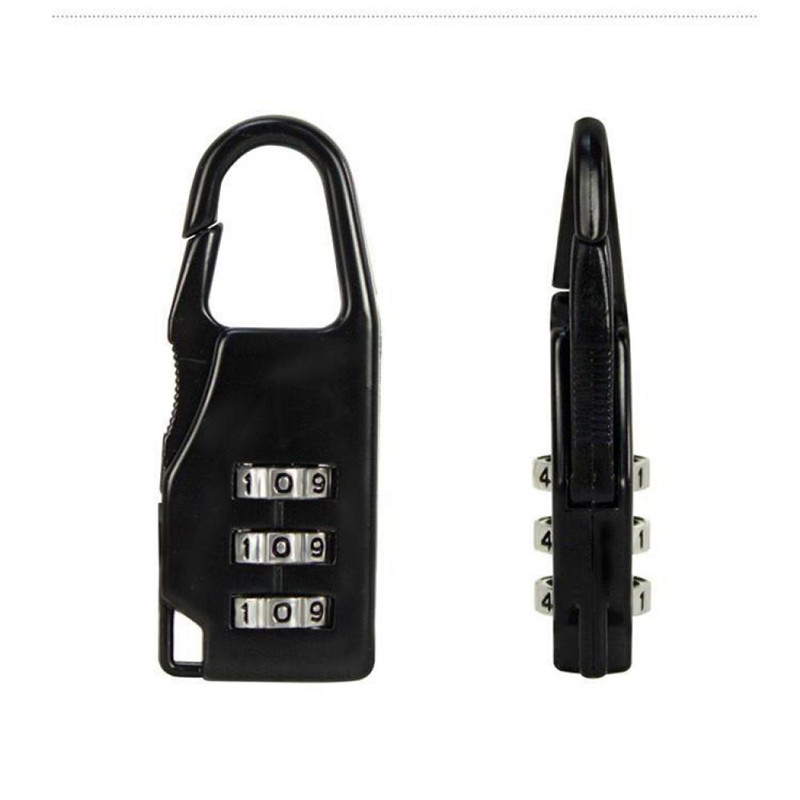 Small Chic Padlock Practical Suitcase Luggage Security Password Lock 3 Digit Combination Travel Accessories: Black