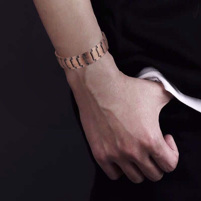 Cazador Copper Magnetic Therapy Bracelet Pain Relief for Arthritis Wrist Band Bracelet Male Chain Link Vintage Energy Bracelet