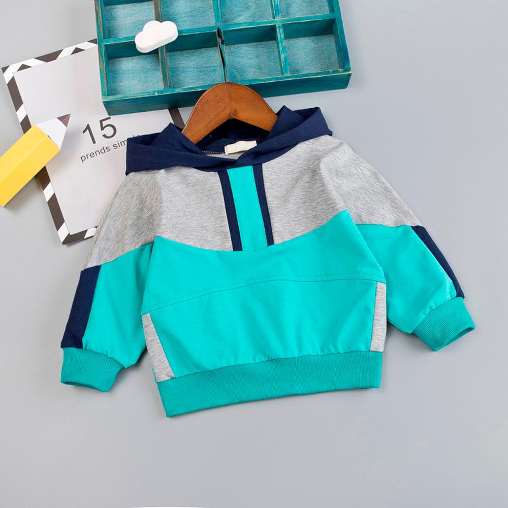 Abrigos de bebé niño niños coloridos costura con capucha pulóver camiseta Tops ropa de abrigo para niños