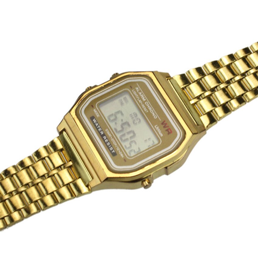 Vintage dameshorloge van roestvrij staal met digitale wekker en stopwatch, dameshorloges, relogio feminino horloges, klok  b50
