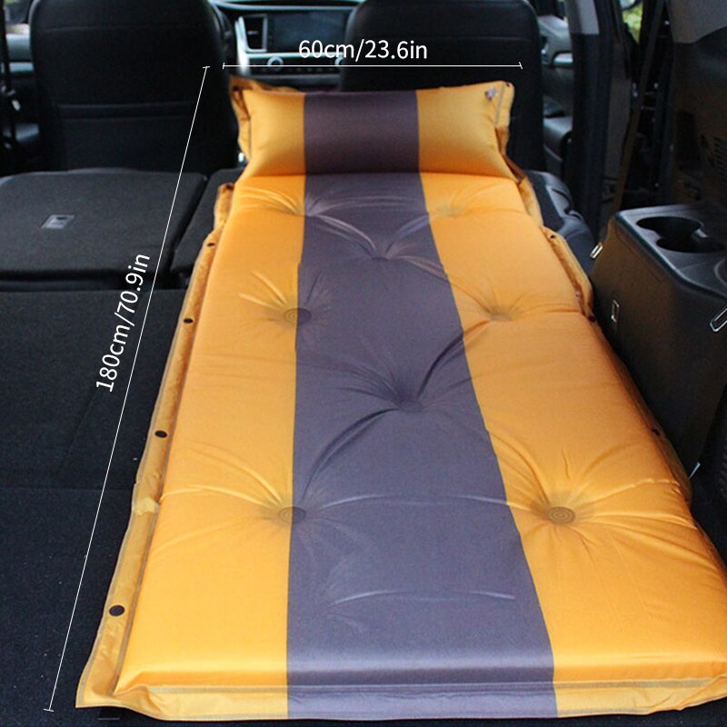 Suede Reizen Bed Automatische Auto Matras Suv Auto Opvouwbare Achterbank Slapen Pad Vouwen Opblaasbare Camping Mat Kussen: Orange 1 person