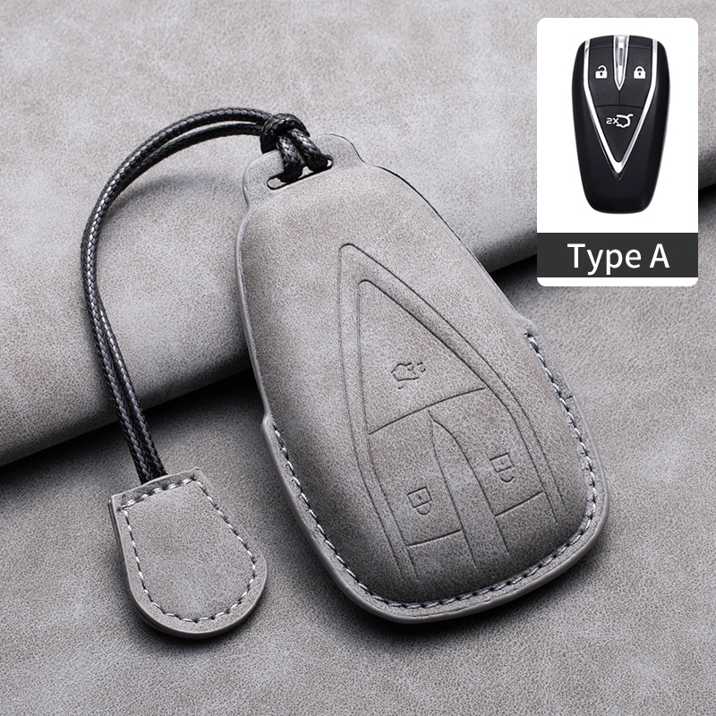 Leather Car Remote Key Case Cover for Changan Deepal S7 SL03 Car Key Fob Shell 4 Buttons Holder Keychain: Orange