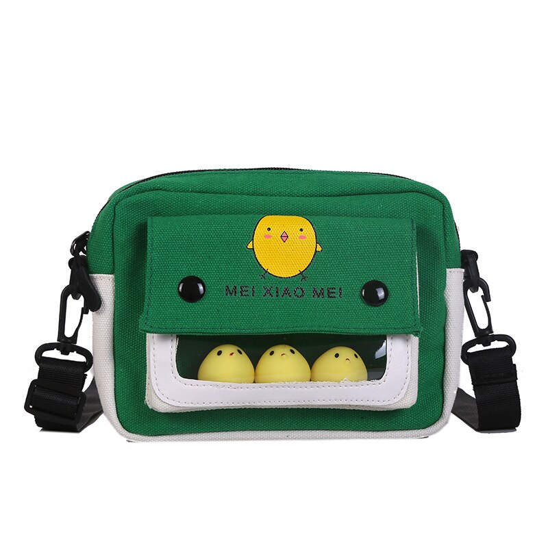 Muñeca de lona pequeña bolsa femenina estudiante salvaje ins dibujos animados Linda bolsa de chica hombro mensajero mujer bolsos cruzados: C