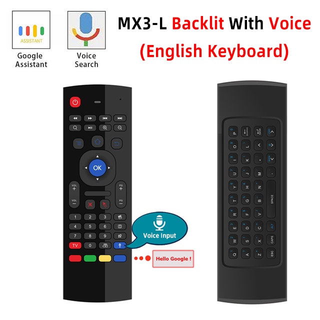 MX3 MX3-L Backlit Air Mouse Universal Smart Voice Remote Control 2.4G RF Wireless Keyboard for Android tv box H96 Max X96 mini: EN mic with backlit