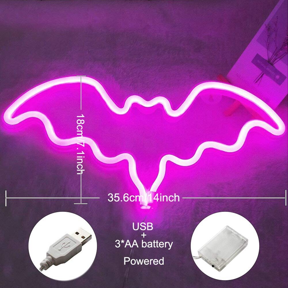 Pink Neon Bat Led Neon Sign Light Xmas Party Weddi... – Vicedeal