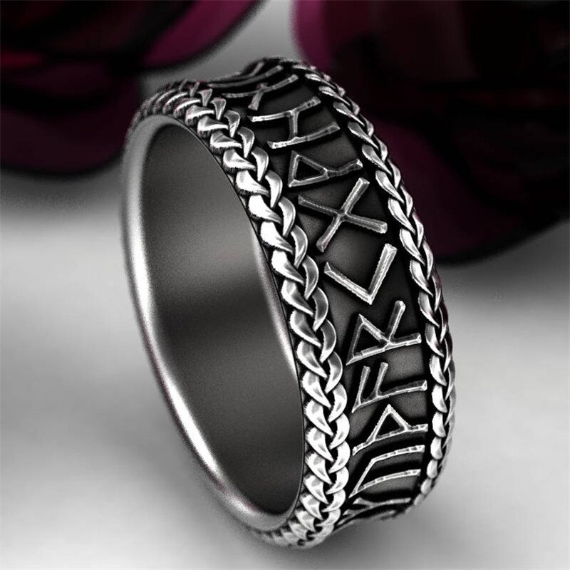 FDLK Vintage Style Zinc Alloy Ring Men And Women Mysterious Charm Carving Punk Ring Special Occasion Jewelry