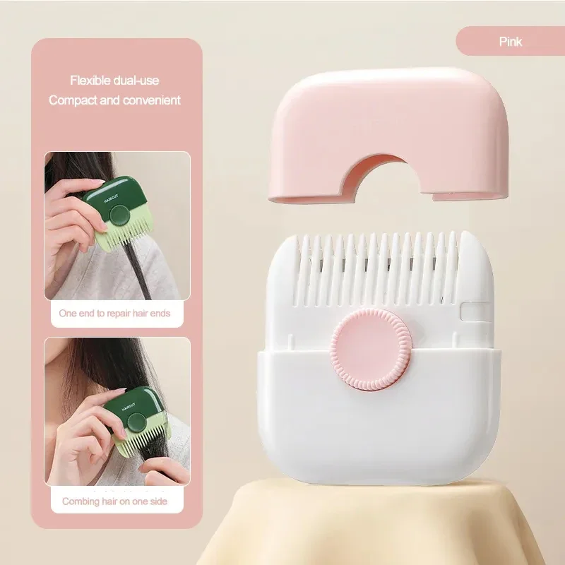 2-in-1-Haarschneider und Kamm, multifunktionaler Splisschneider, tragbare Haarschneidewerkzeuge, Heim-DIY-Schönheits-Haarstyling-Zubehör: Grün