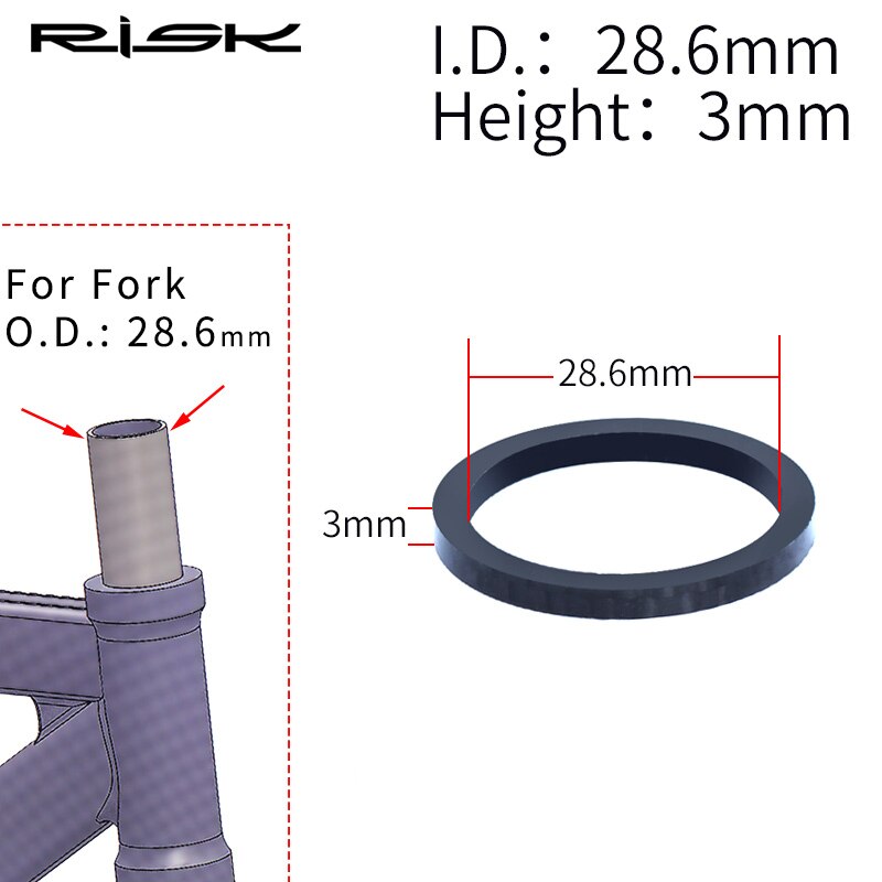 RISK MTB Road Bike Bicycle Headset Stem Carbon Fiber Washer 1-1/8" 28.6mm 1-1/4" OD2 Stem Front Fork Adjustment Spacer