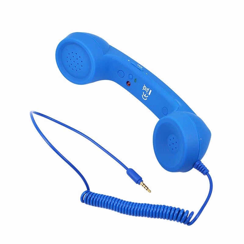 3,5mm Jack Klassische retro Telefon Hörer Mini Mic Lautsprecher Anruf Empfänger für Iphone Samsung Huawei: Blau
