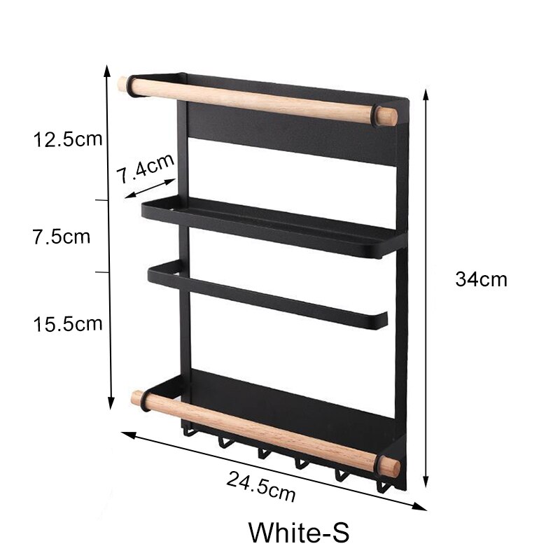 Magnet Kitchen Organizer Refrigerator Shelf Magnetic Holder Paper Towel Holder Metal Shelf Spice Storage Rack Kitchen Tools: Type1-Black
