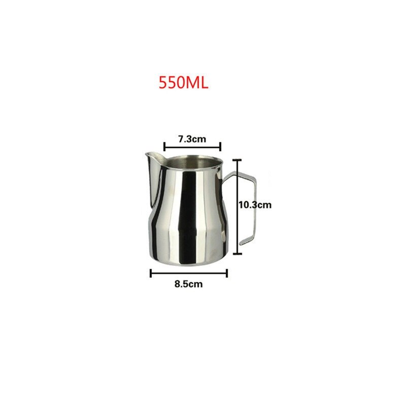 Rostfritt stål mjölkskummande kanna tjock kaffe mjölk skummuggar italiensk latte art kanna mjölkkanna skumkopp 350/550/750ml: 550ml