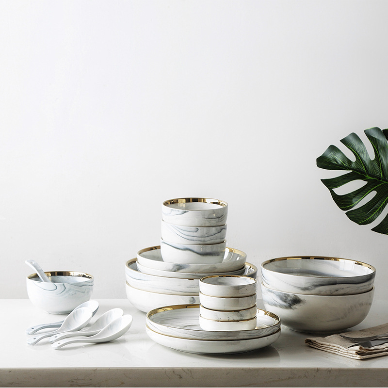 Top knogle keramik middagssæt suppeskål sæt porcelænsservice sæt tallerken bordservice spisestel bordservice sæt bestik sæt