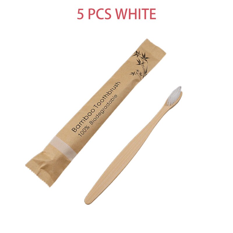 1/5Pcs Milieuvriendelijk Tandenborstel Resuable Bamboe Draagbare Tandenborstels Oral Care Gezond Voor Kinderen Adul Zachte Tandenborstel: 06 5pcs