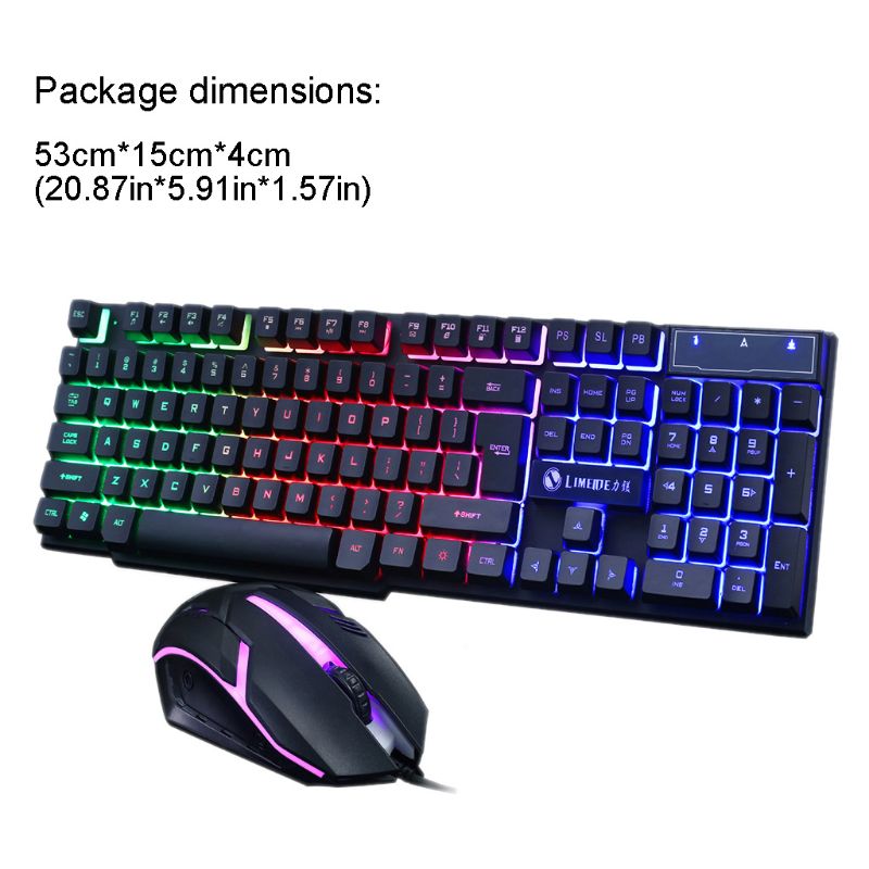 Gaming Keyboard and Wired Mouse Combo Set LED Light Backlight for Computer PC