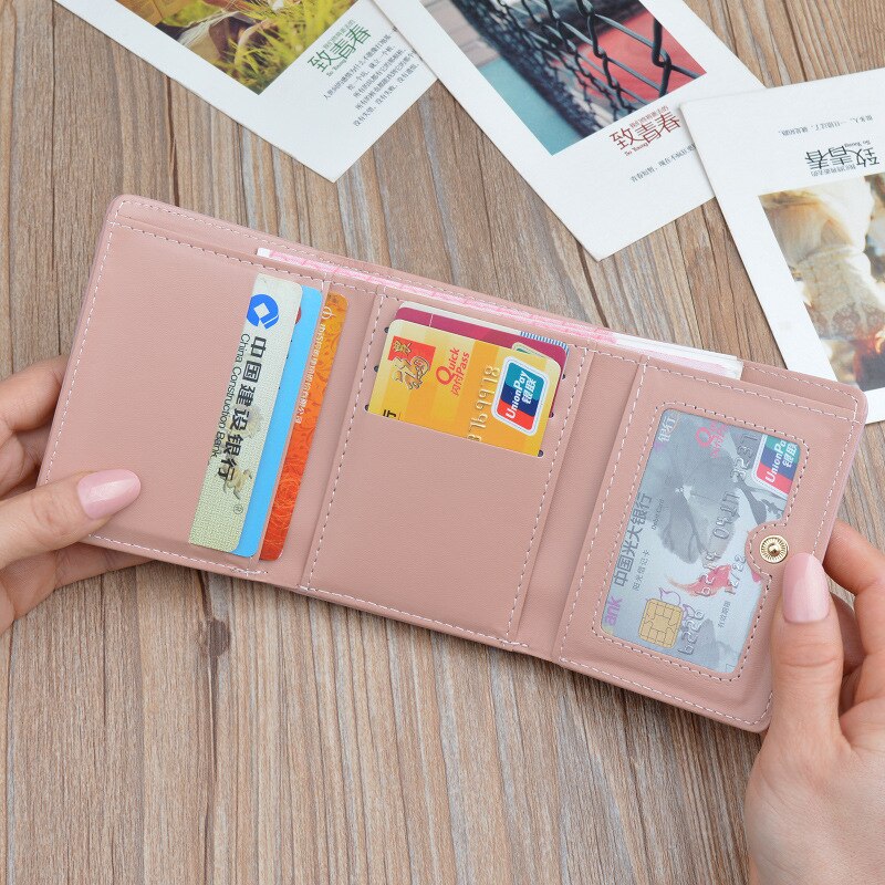 Kvindelig tegnebog sød walet til kvinder studerende pung kort mini tegnebog korea blomst lille vellet portomonee portfel damski