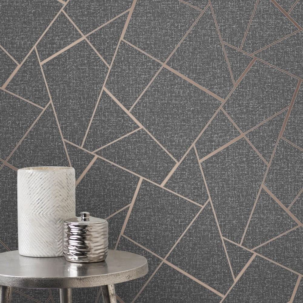 Fine Decor Wallcoverings FD42283 Quartz Fractal Wallpaper, Copper Paste the paper installation Washable and peelable