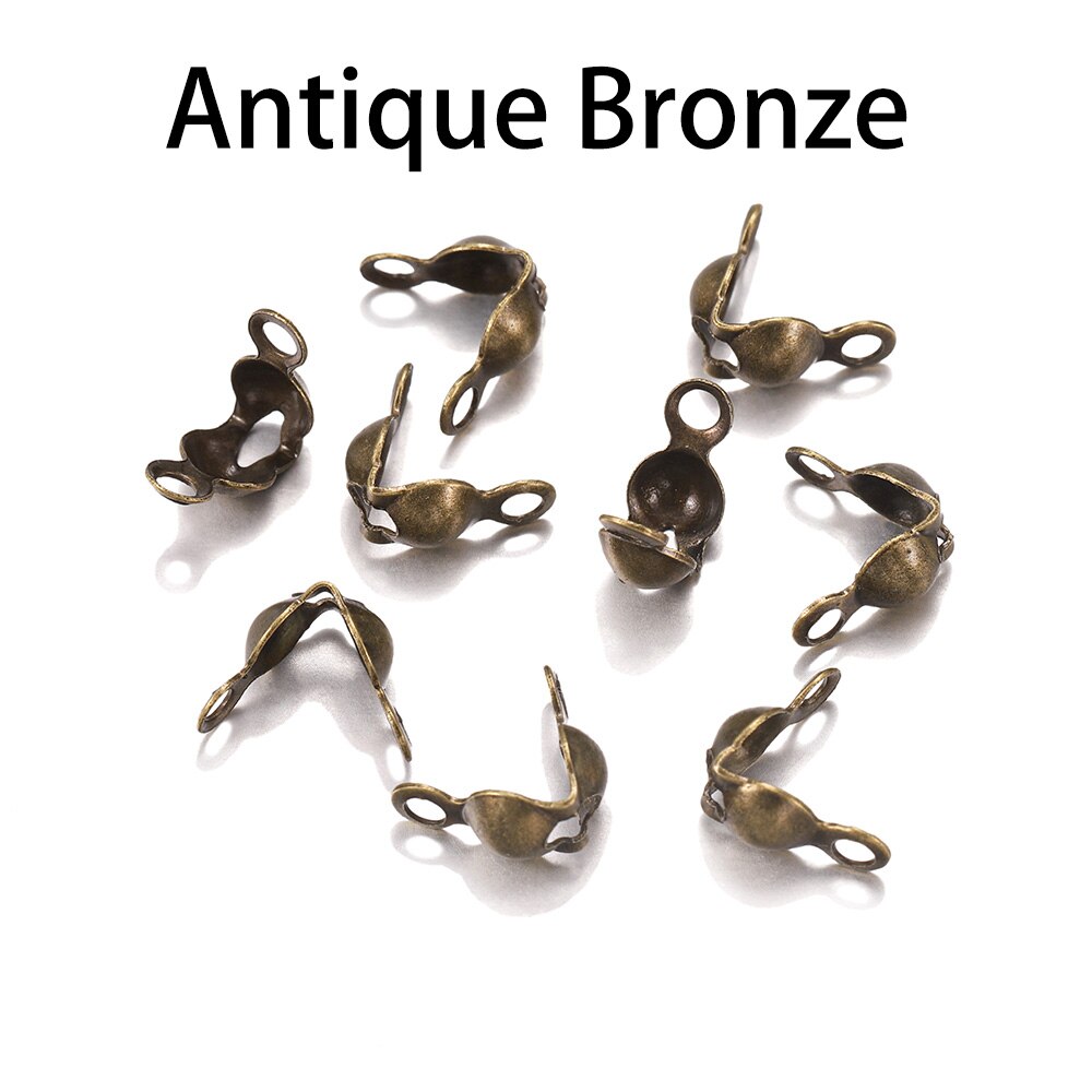 Connecteurs de chaîne à billes 4x7mm, fermoirs, pointe de perle, coquille de palourde pour bricolage, collier, Bracelets, accessoires de fabrication de bijoux, 100 – 1200 pièces/lot: Antique bronze