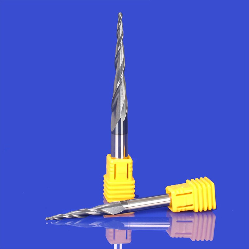 1pc HRC55 D3.175-D6mm Tapered Ball Nose End Mill Tungsten Solid Carbide Coated Tapered Cone Cnc Milling Cutter