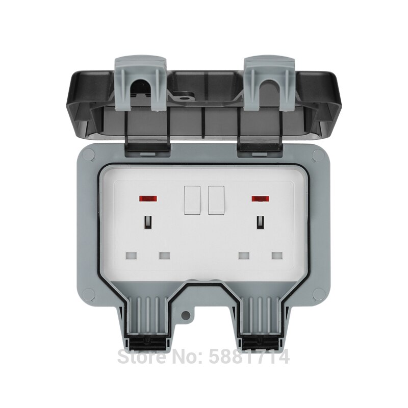 French EU UK British Germany European Chinese 2 Gang Waterproof Socket Enclosure Box Outdoor Outlet Weatherproof 13A 16A Plug In
