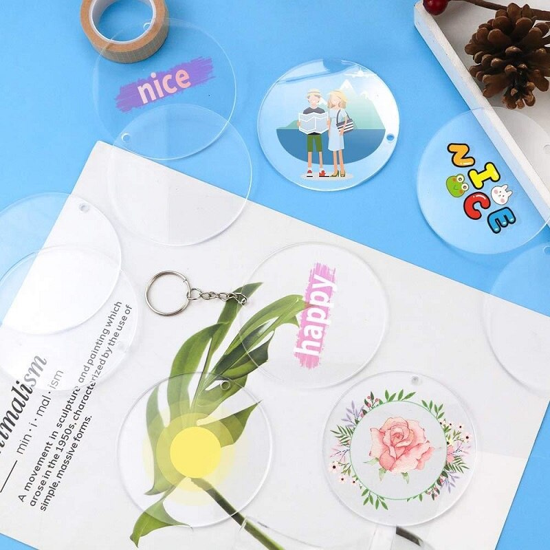 20/30/40PCS Round Clear Circle Acrylic Sheet Blank Acrylic Clear Plastic Disc for Children DIY Painted Art Project 2/3mm Thick