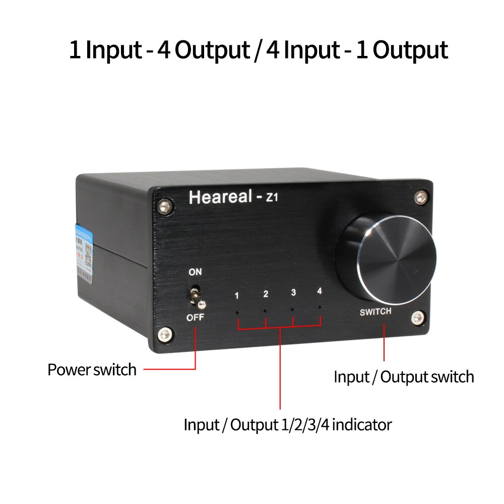 DLHiFi-conmutador de señal de Audio HiFi, interruptor Selector divisor para amplificador, 4 entradas, 1 salida/1 entrada, 4 salidas sin pérdidas, dos vías