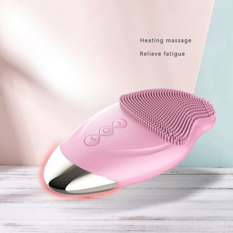Chauffage visage nettoyage du visage Machine à laver Massage électrique brosse sonique Silicone peau outil visage brosse visage nettoyant