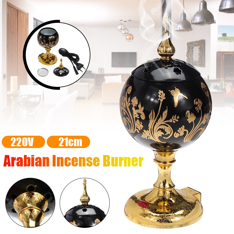 220V Arabische Islamitische Stijl Wierookbrander Mini Elektrische Brander Wierook Bakhoor Vierkante Parel Wierook Elektrische Metalen Positieve Thuis