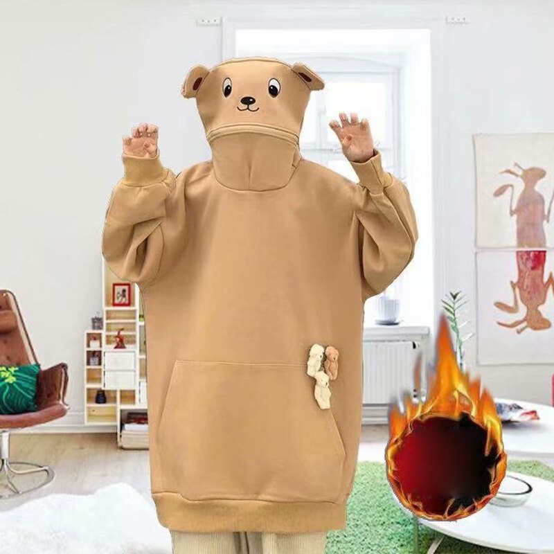 Sudadera con capucha informal para hombre y mujer, Sudadera con capucha de rana, oso, accesorios de peluche, duradera, para invierno y otoño, CNT 66
