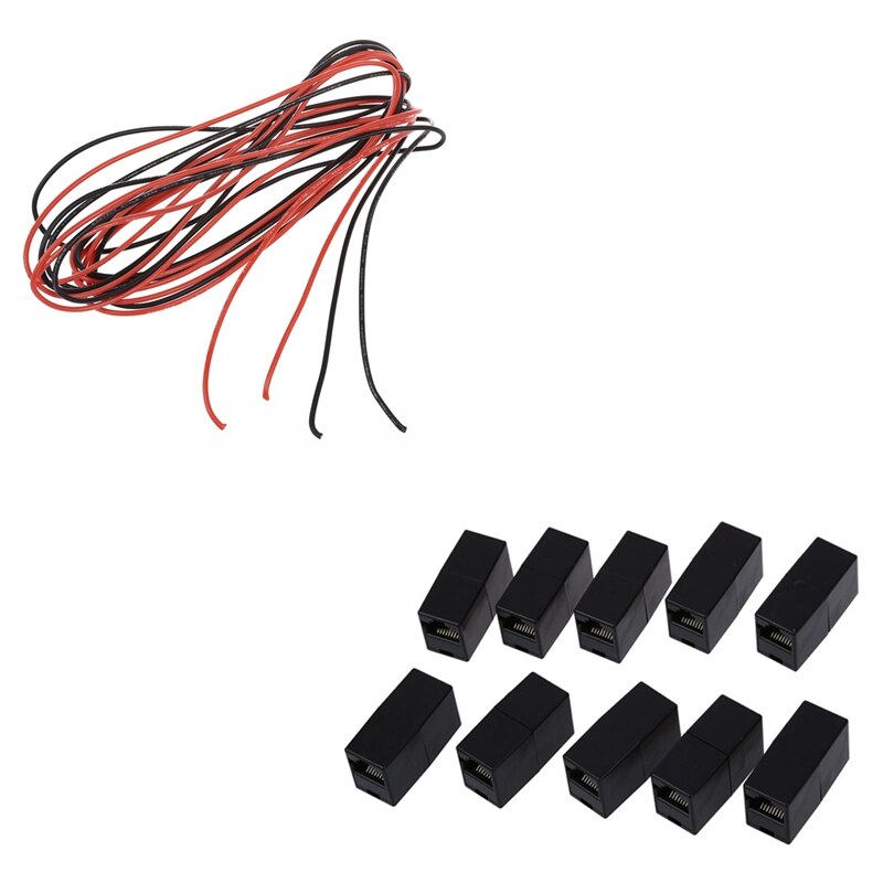 2PCS 3M 18 Gauge AWG Silicone Rubber Wire Cable with 10PCS Plastic RJ45 8P8C Female to Female LAN Couplers