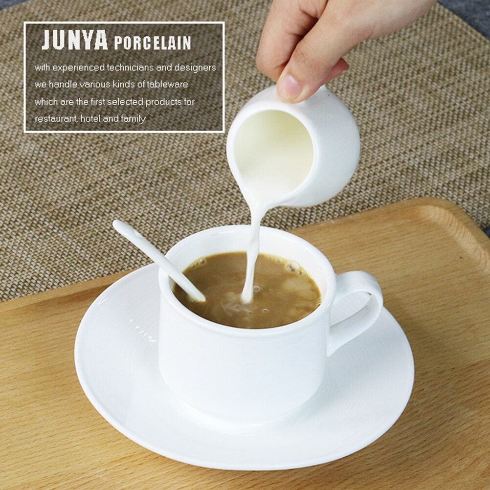 4Pcs Coffee Syrup Dispenser Ceramic Creamer Container Pot with Handle (White)