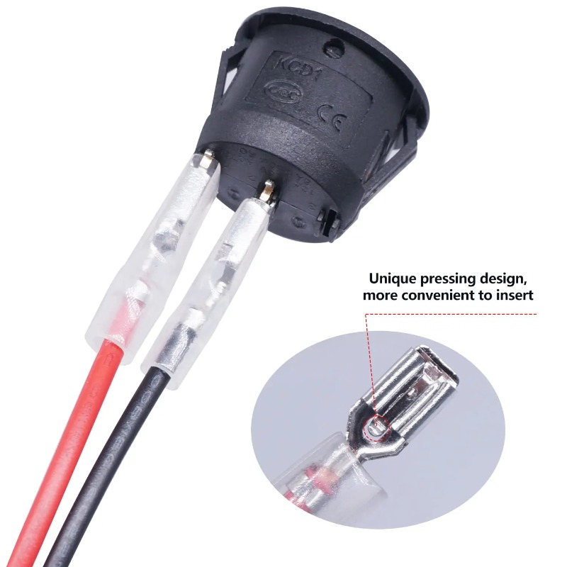 Interruptor basculante redondo de 12V CA 6A/250V 10A/125V SPST 2 pines 2 posiciones interruptor de palanca de encendido/apagado para coche barco automotriz RV negro