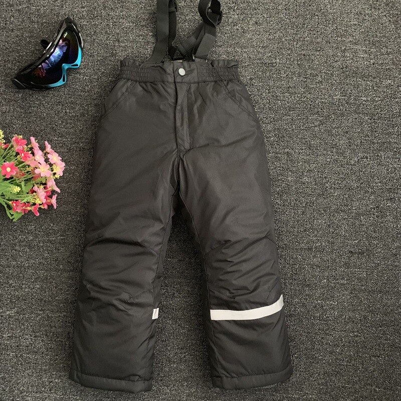 hiver garçons neige pantalon polaire fille chaude en plein air Snowboard pantalon enfants Ski salopette Sport enfants Ski pantalon imperméable: Black / 110