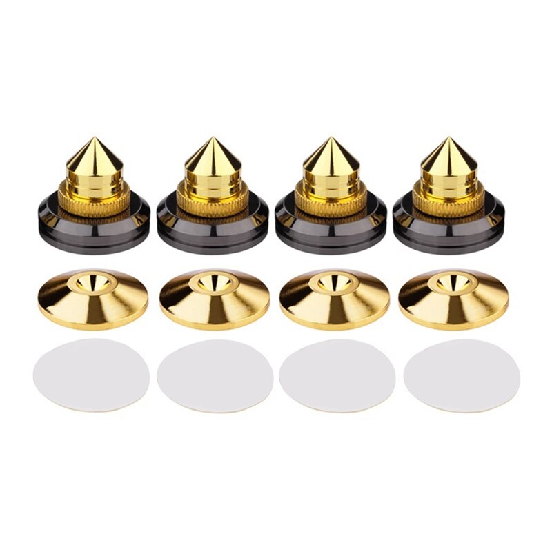 1 Set Speaker Spike Pad Golden Speaker Spike Isolation Stand Base Pad Feet Mat for Speaker Player Turntable Recorder