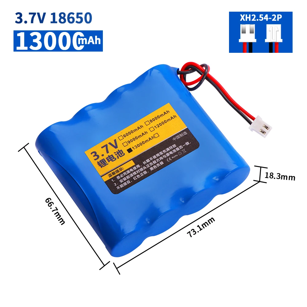 3.7V 7.4V 11.1V 12V 18650 9000mAh met draden Lithium ion oplaadbare batterij voor Bluetooth Speaker zonne-koplampen accessoires: Sky Blue