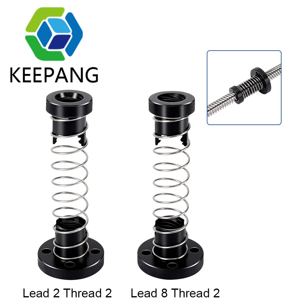 3D Printer POM T8 Anti Backlash Nuts For Lead 2/4/8 mm Threaded Rod Eliminate the gap Spring Loaded DIY CNC Accessories