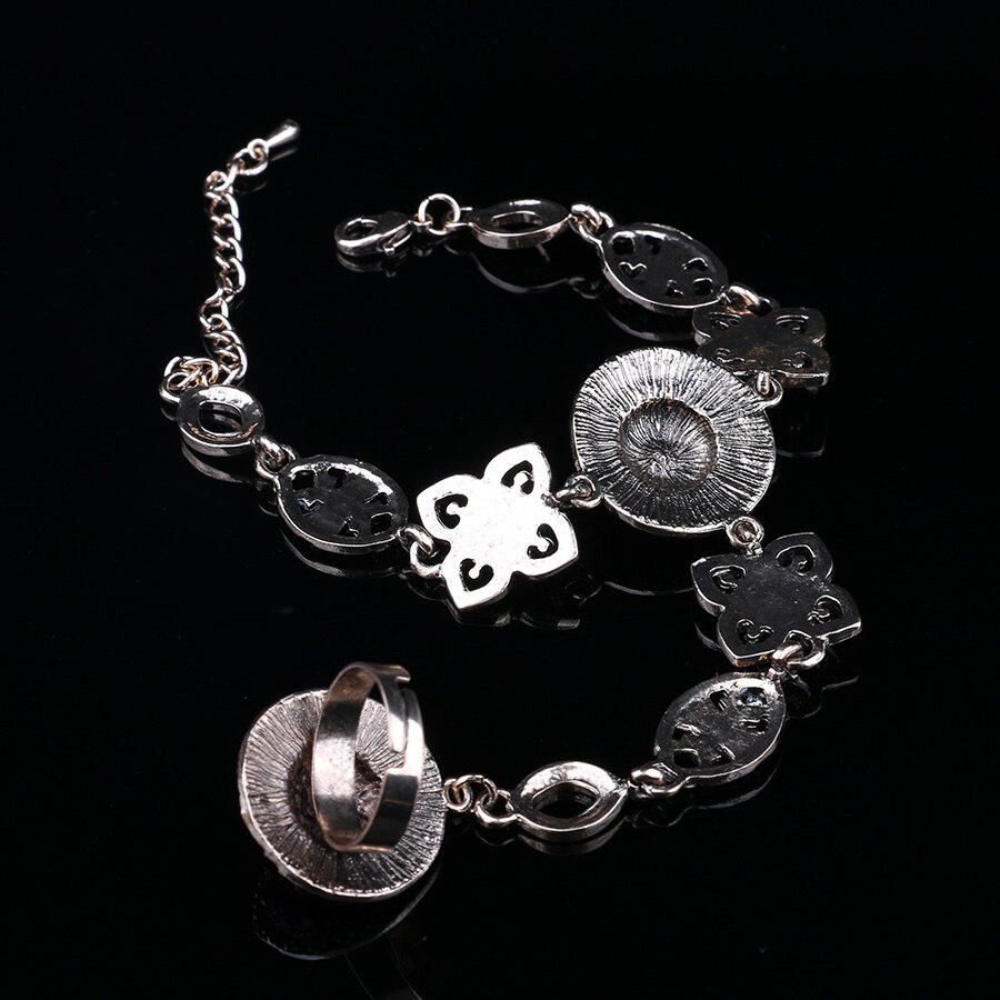 Boho Rode Kristal Bloem Vinger Ring Armband Vintage Antiek Goud Hand Harnas Armbanden Voor Vrouwen Indiase Bruiloft Jewery