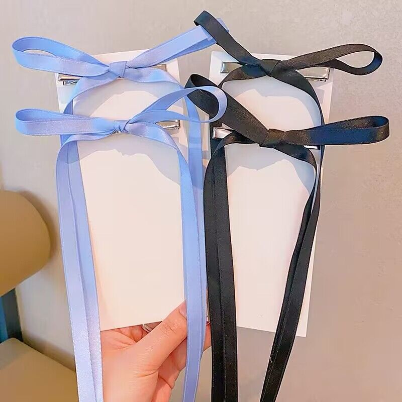 Cinta con lazo para el pelo de colores coreanos, pinzas para el pelo con lazo a la , horquillas con Clip LATERAL, diadema para mujer, accesorios para el cabello: Plata