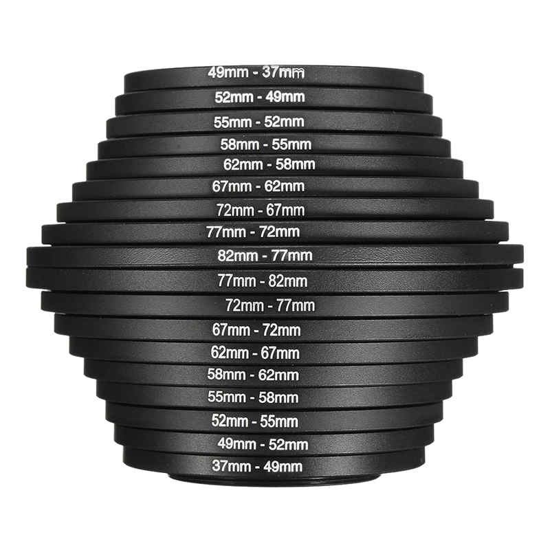 18Pcs Lens Filter Ring Adapter Step Up Down 37-82Mm Set Voor Canon Nikon Camera