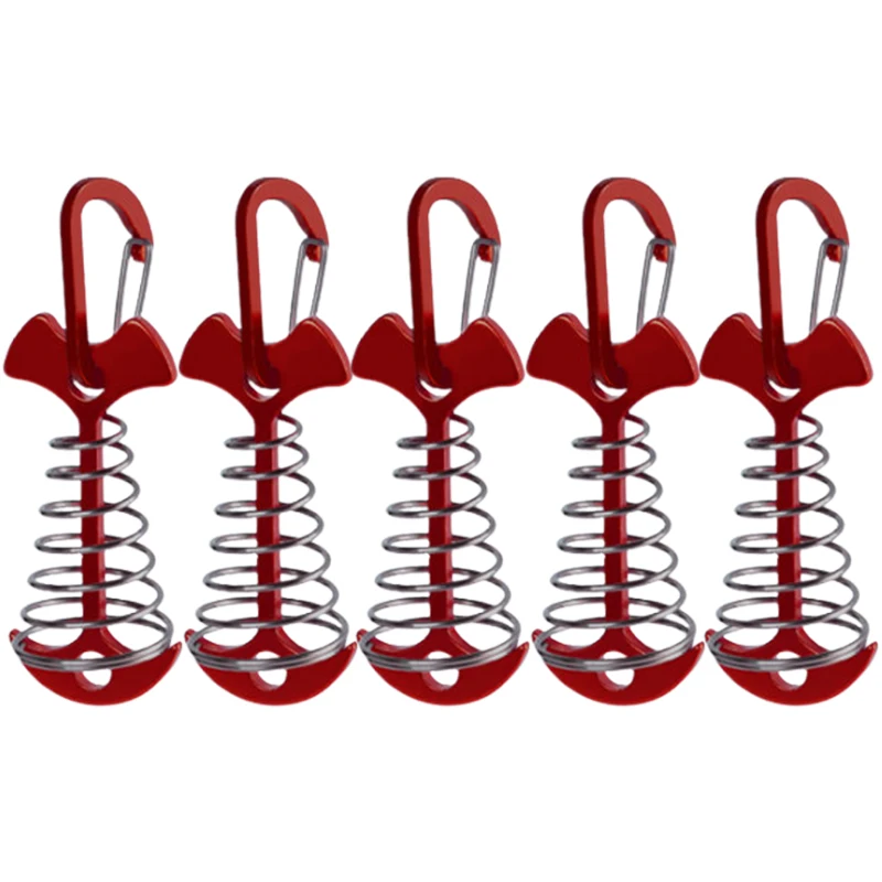 10/5PCS Lente Visgraat Dek Haringen Tent Stakes Luifel Anker Wind Touw Gesp met Karabijnhaak Dek Vaste nagels Camping Tent Haken: MULTI