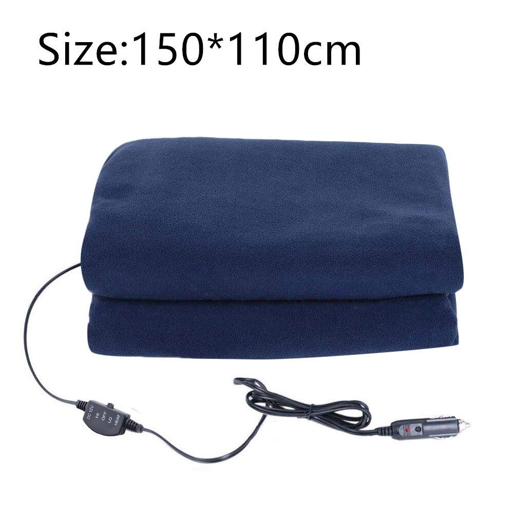12V Electric Brushed Fleece Car Heated Blanket 4 4 Levels Temperature Adjustment Timing Heater Warmer With LCD Screen Display: 150x110cm