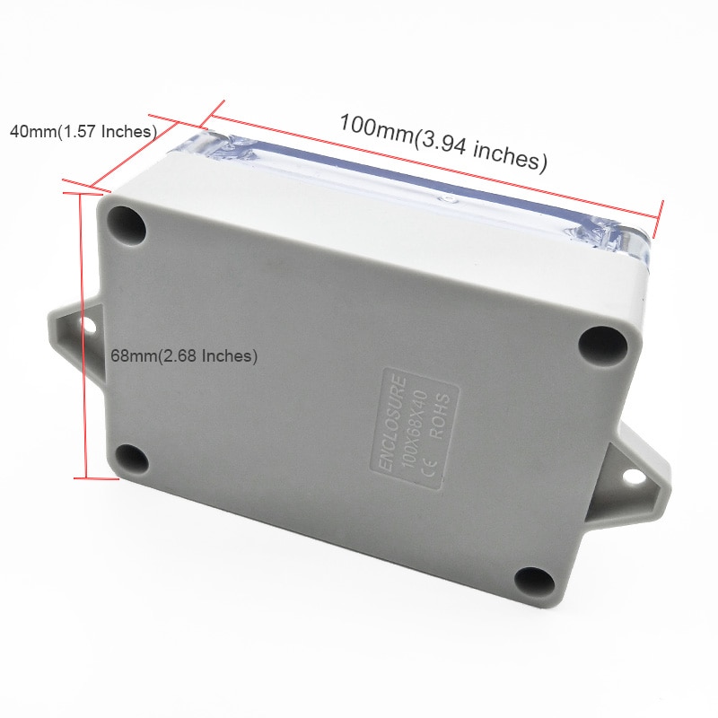 100mm x 68mm x 40mm Clear Cover Sealed DIY IP65 ABS Plastic Wire Box Waterproof Electric Junction Box with Fixed Mount Holes