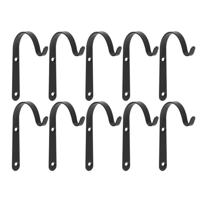 Durable Black Iron Wall Light Hook Bracket Wind Chimes Garden Hanging Basket Lantern Hanger Planter Decoration: 10pcs black