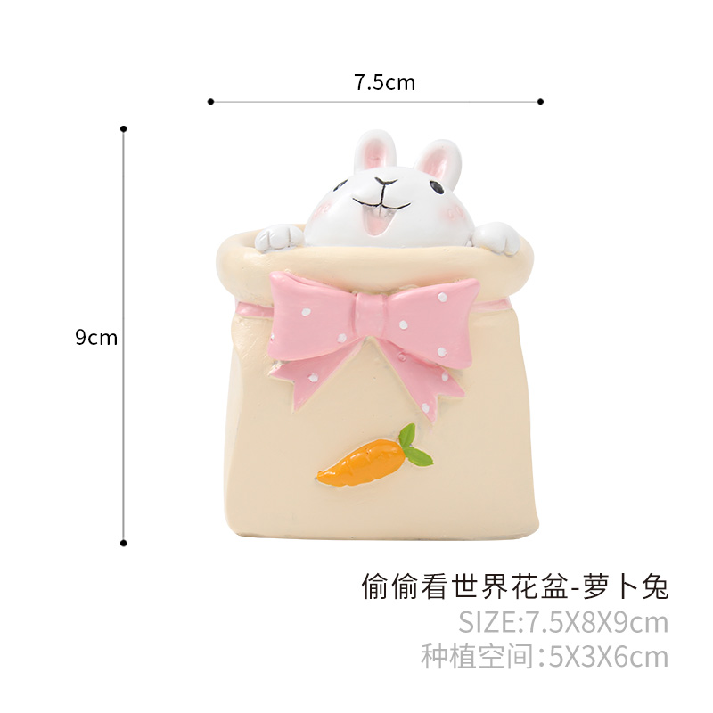 ROOGO de dibujos animados de plantador animal zakka mano artesanía flor kawaii macetas planta suculenta maceta decoración hogar: 2