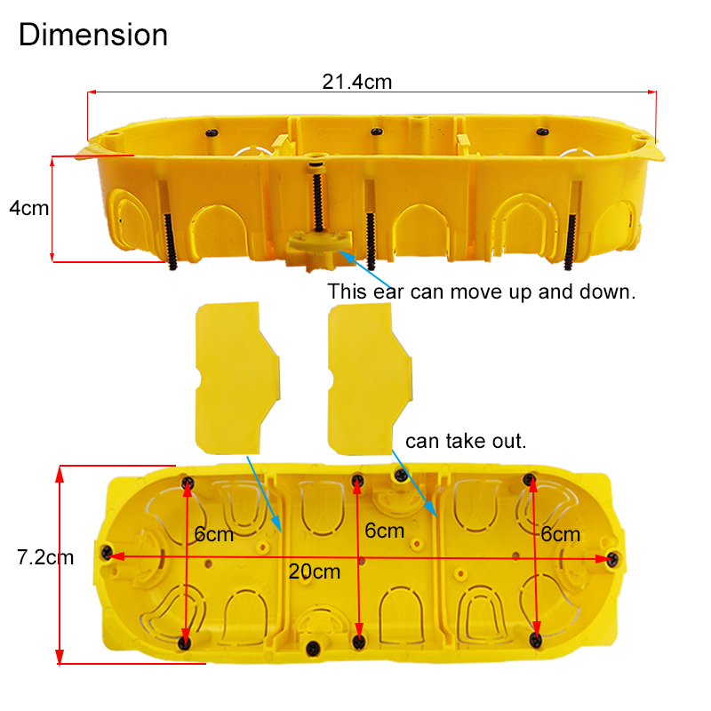 EU 1 2 3 Gang DryWall Box Both For Gypsum Board Dry Box Plasterboad and Concrete Wall EU Switch Socket Cassette Installiton Box
