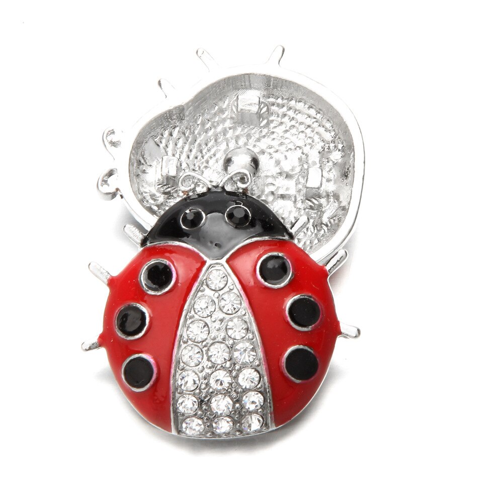 20 pçs nova grande snap jóias de cristal strass joaninha botão pressão liga botão ajuste 18mm snap pulseira colar
