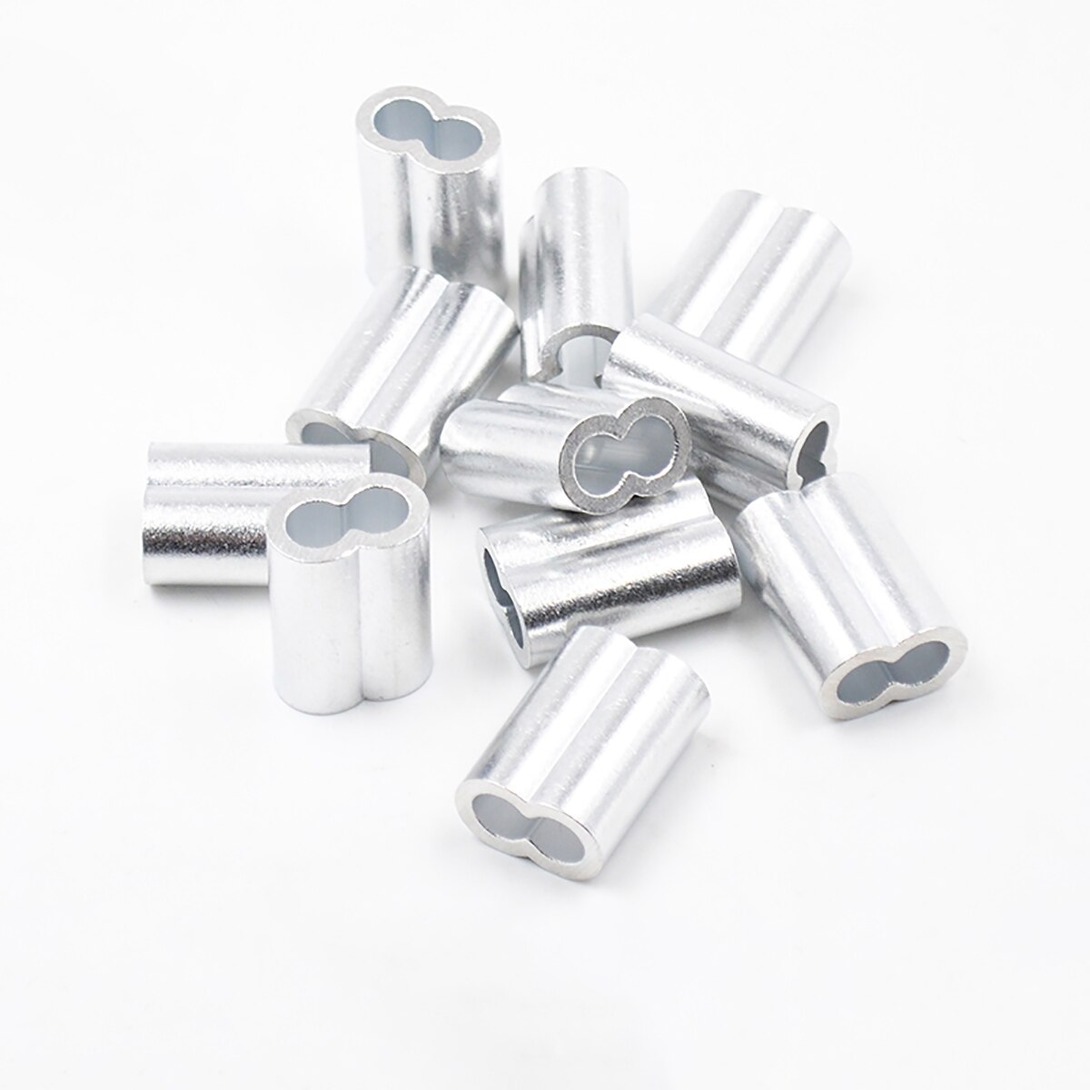 Manchons ovales en aluminium M10 M12, 2 pièces, manchon à sertir, câble métallique, verrouillage, Double baril, virole, boucle