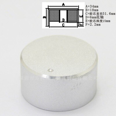 Perilla de plástico de aluminio 8 Uds perilla de potenciómetro voladura plana 34*18*6mm gorra con puntos interruptor de picaporte de coche perilla de horno eléctrica