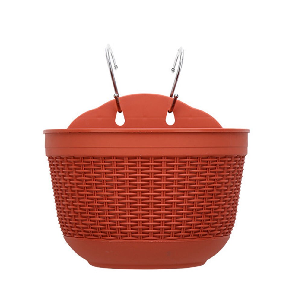 Imitation Rattan Wicker Wall Hanging Flower Baskets Plant Hangers Indoor Outdoor Flower Pot Basket Garden Flower Pot Planters: Red M